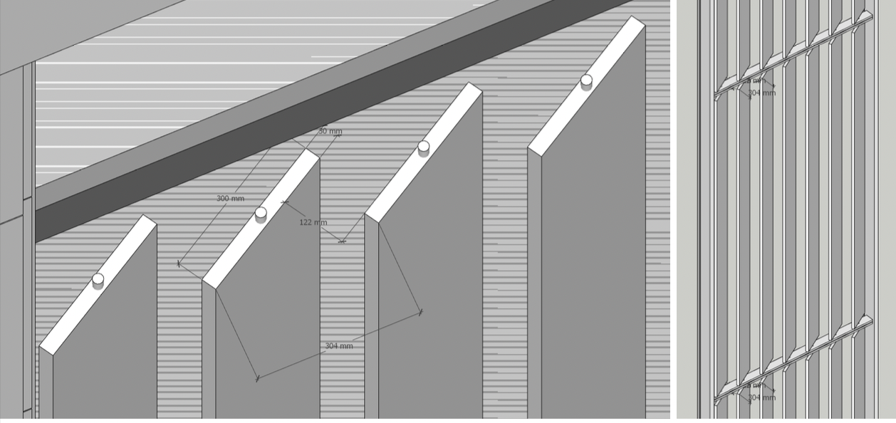 Fassadenverkleidungsdesign zur Beschattung – 2. Variante